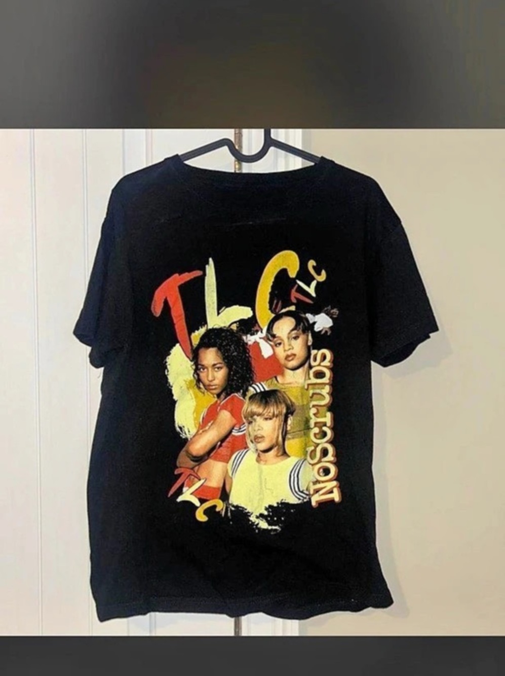 TLC No Scrubs Graphic Band T-Shirt Black & Yellow Medium